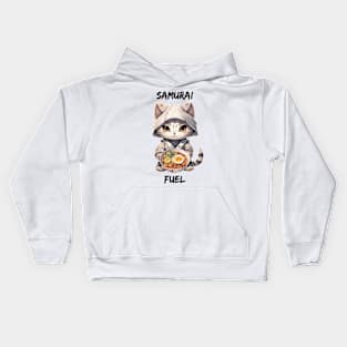 Samurai Fuel - Cat warrior ramen design Kids Hoodie